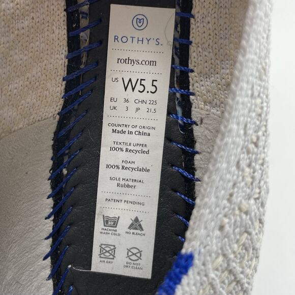 Rothy’s The Point Pointed Toe Flats Womens Size 5.5 White Salt Honeycomb Rothys - Picture 8 of 9